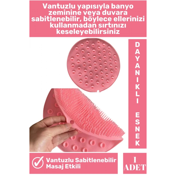 Özel Üretim Dayanıklı Esnek Masaj Etkili Sabitlenebilir Vantuzlu Yuvarlak Sırt Ayak Banyo Kese Matı