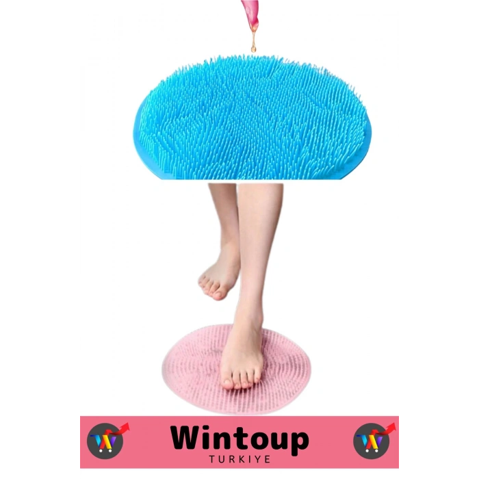 Özel Üretim Dayanıklı Esnek Masaj Etkili Sabitlenebilir Vantuzlu Yuvarlak Sırt Ayak Banyo Kese Matı