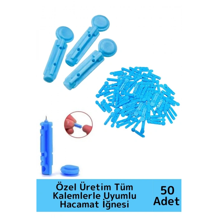 Özel Üretim Dayanıklı Tüm Kalemlerle Uyumlu Şeker Parmak Delme Hacamat Kalem İğnesi 50 Adet-1 Kutu