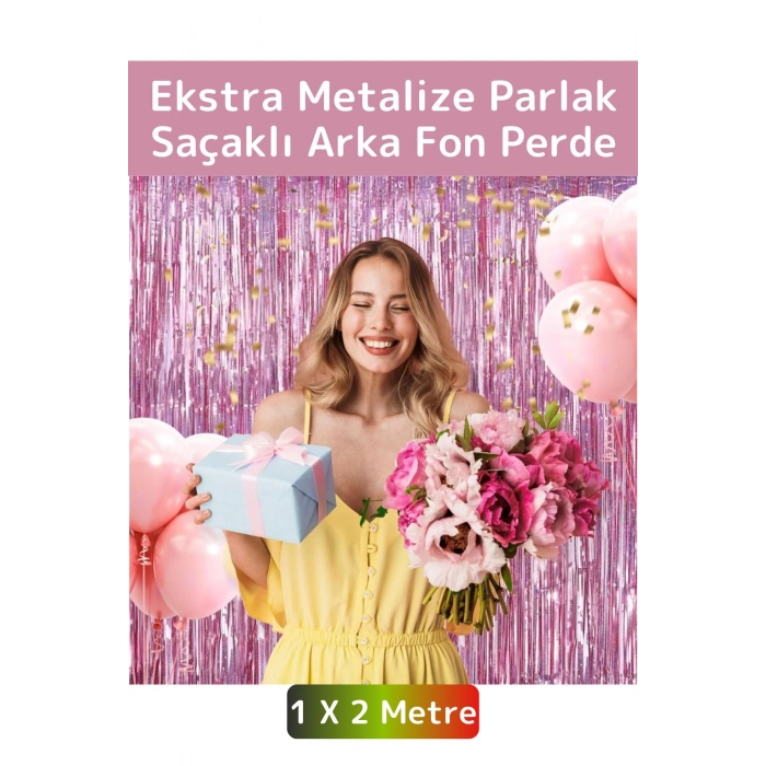 Özel Üretim Ekstra Parlak Saçaklı Doğum Günü Düğün Kına Parti Fotoğraf Çekimi Arka Fon Perde 1X2 Mtr