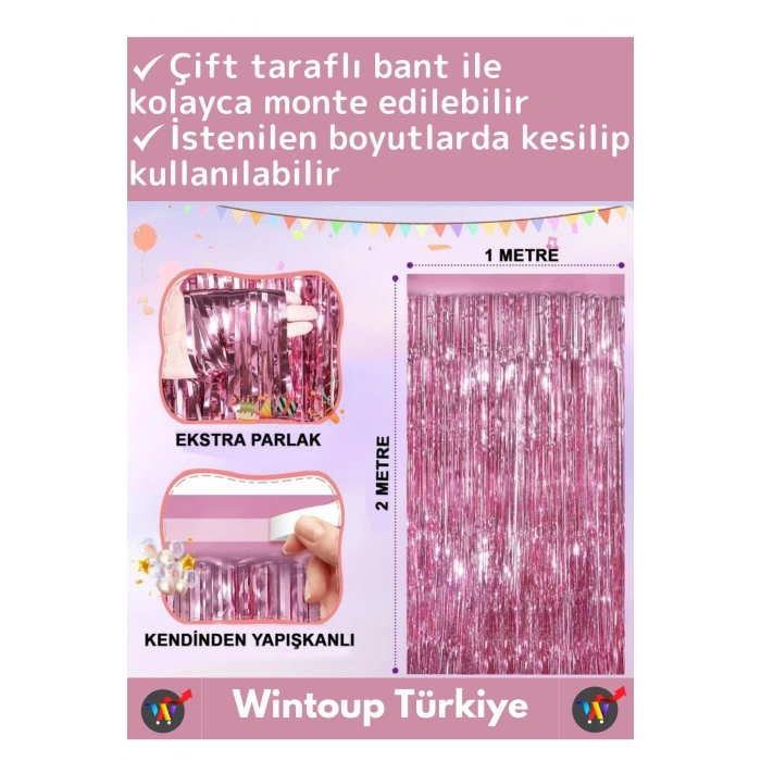 Özel Üretim Ekstra Parlak Saçaklı Doğum Günü Düğün Kına Parti Fotoğraf Çekimi Arka Fon Perde 1X2 Mtr