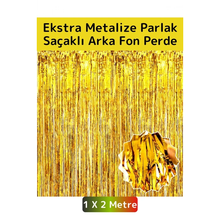 Özel Üretim Ekstra Parlak Saçaklı Doğum Günü Düğün Kına Parti Fotoğraf Çekimi Arka Fon Perde 1X2 Mtr