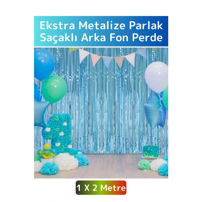 Özel Üretim Ekstra Parlak Saçaklı Doğum Günü Düğün Kına Parti Fotoğraf Çekimi Arka Fon Perde 1X2 Mtr
