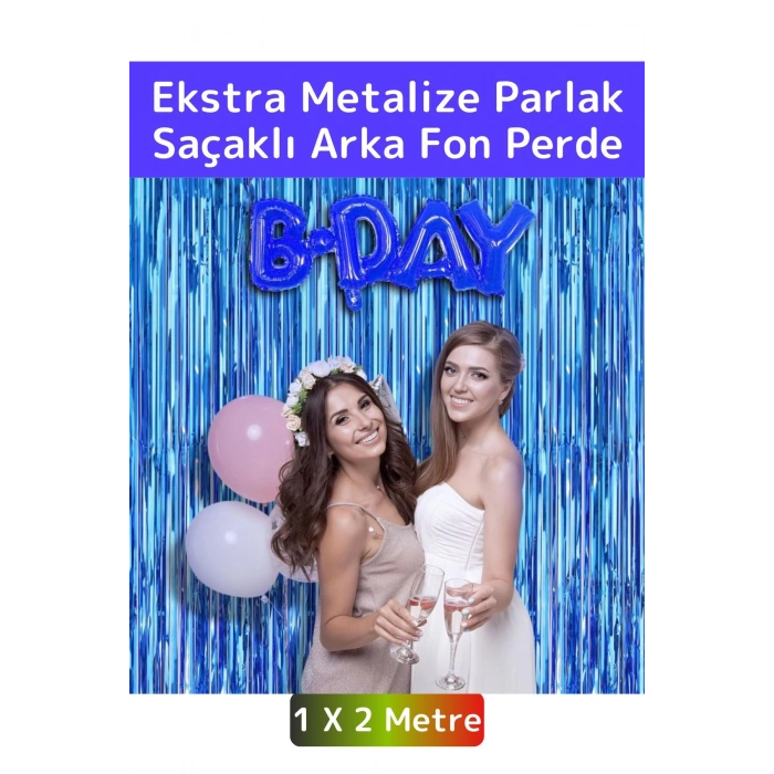 Özel Üretim Ekstra Parlak Saçaklı Doğum Günü Düğün Kına Parti Fotoğraf Çekimi Arka Fon Perde 1X2 Mtr