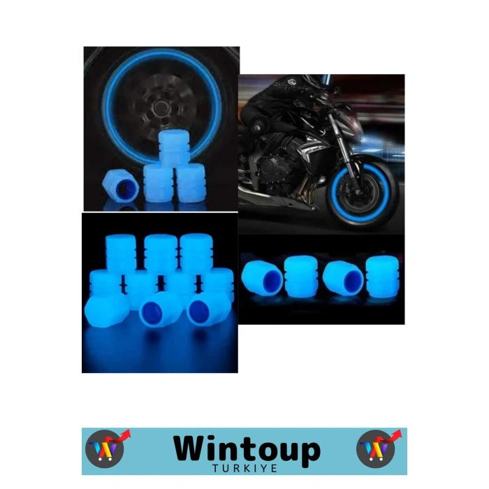Özel Üretim Fosforlu Mavi Sibop Kapağı Tüm Otomobil Bisiklet Motosiklet, Minibüslerle Uyumlu 4 Adet