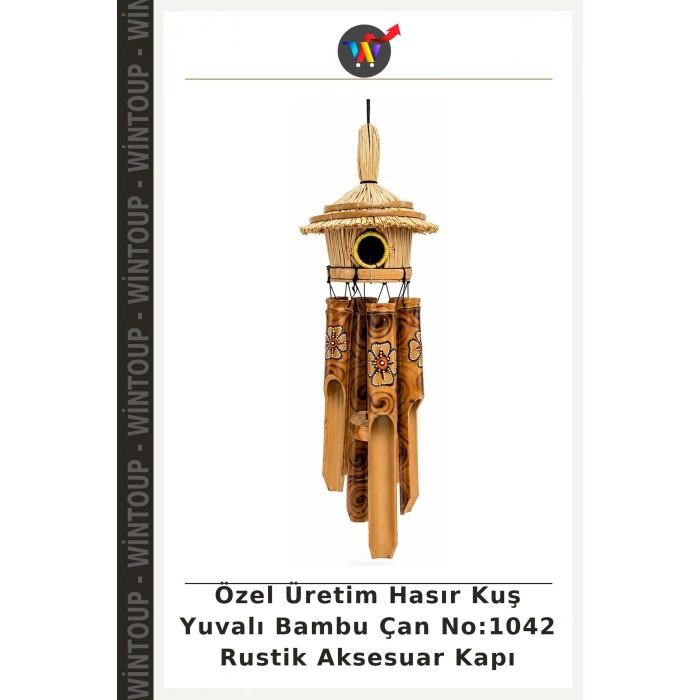 Özel Üretim Hasır Kuş Yuvalı Bambu Çan No:1042 Rustik Aksesuar