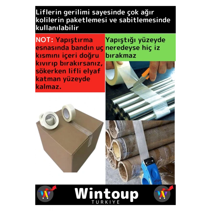 Özel Üretim İz Bırakmaz Yüksek Mukavemetli Çok Güçlü Lifli Kopmaz Koli Bandı 3 Adet