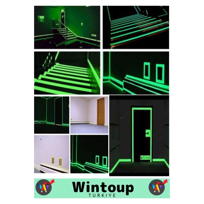 Özel Üretim Karanlıkta Işık Veren Yansıyan 4 Mtr Fosforlu Yeşil Şerit Yapışkanlı Reflektör Bant 3 Ad
