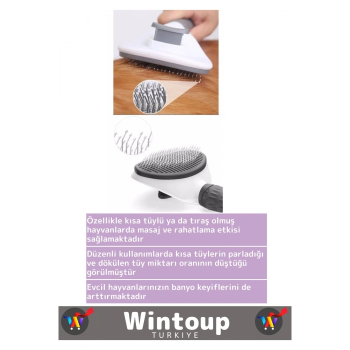 Özel Üretim Sağlam Otomatik Temizlenebilen Masaj Etkili Tuşlu Kedi Köpek Tüy Toplama Fırçası