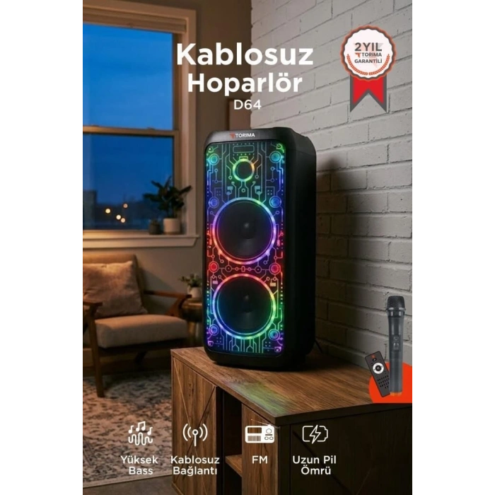 Özel Üretim Açık Alan Radyo Aksesuar Bluetooth Hoparlör D64 Siyah