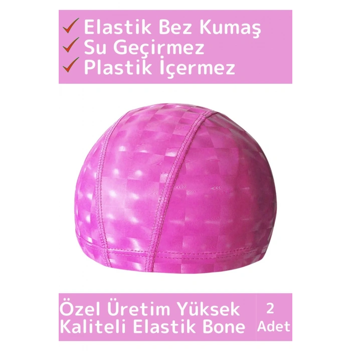 Özel Üretim Su Geçirmez Yüzücü Havuz Deniz Bonesi Elastik Bez Yüzme Şapkası Bone 2 Adet