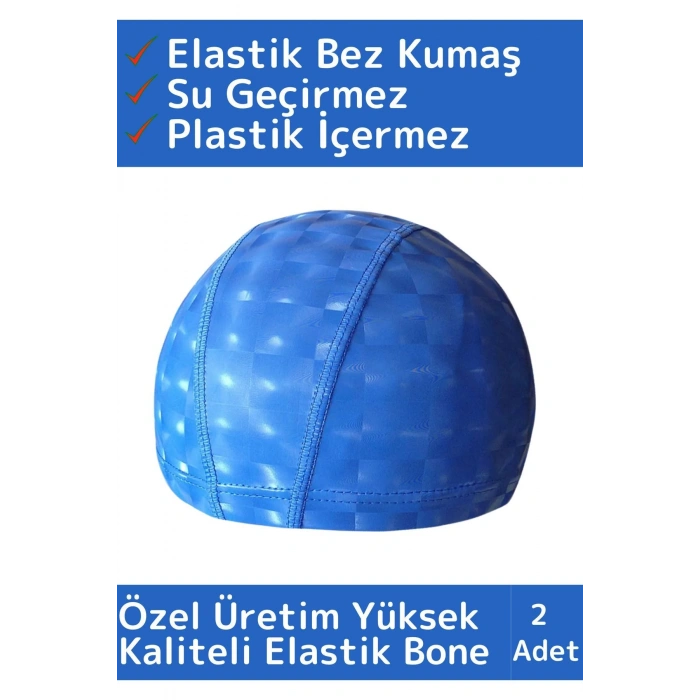 Özel Üretim Su Geçirmez Yüzücü Havuz Deniz Bonesi Elastik Bez Yüzme Şapkası Bone 2 Adet