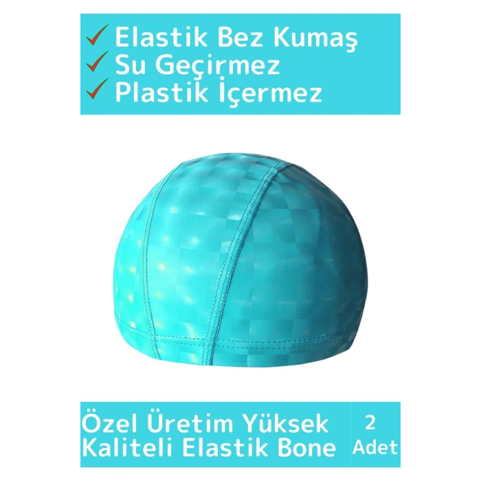 Özel Üretim Su Geçirmez Yüzücü Havuz Deniz Bonesi Elastik Bez Yüzme Şapkası Bone 2 Adet