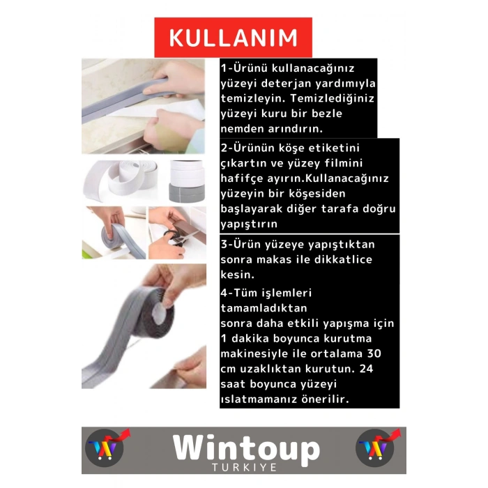 Özel Üretim Su Sızdırmaz Ekstra Dayanıklı Pvc Yağ Kenar Küf Önleyici 3.2m Gri İzolasyon Bant 5 Adet
