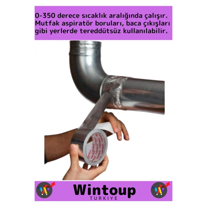 Özel Üretim Suya Sıcaklığa Dayanıklı Tamir Soba Boru Yama Alüminyum Yanmaz Folyo Bant 44 Mm-10 Metre