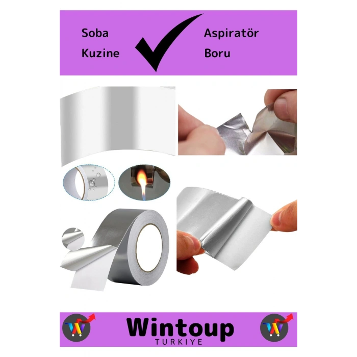 Özel Üretim Suya Sıcaklığa Dayanıklı Tamir Soba Boru Yama Alüminyum Yanmaz Folyo Bant 44 Mm-10 Metre