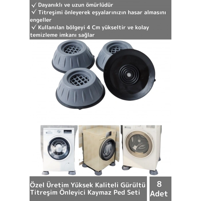 Özel Üretim Titreşim Önleyici Kaydırma Çamaşır Makinesi Mobilya Sabitleyici Ayak 8li Set