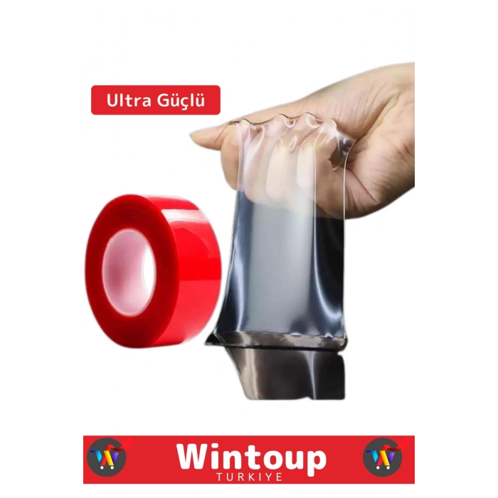 Özel Üretim Ultra Güçlü Çok Amaçlı Tamir Cam Dış Mekan Montaj 1,5mt Çift Taraflı Şeffaf Bant 3 Adet