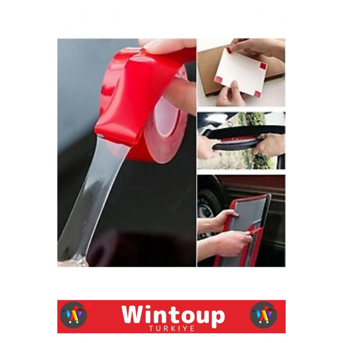 Özel Üretim Ultra Güçlü Çok Amaçlı Tamir Cam Dış Mekan Montaj 1,5mt Çift Taraflı Şeffaf Bant 5 Adet