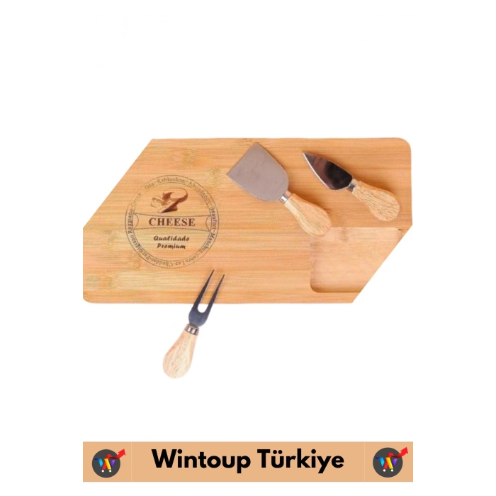 Özel Üretim Yüksek Kaliteli Çevre Dostu Bambu Şık Peynir Kesme Dilimleme Sunum Tahtası Seti