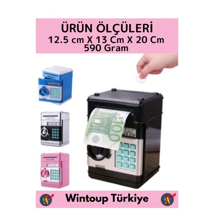 Özel Üretim Yüksek Kaliteli Değiştirilebilir Şifreli Kağıt Madeni Para Dekoratif Pilli Atm Kumbara