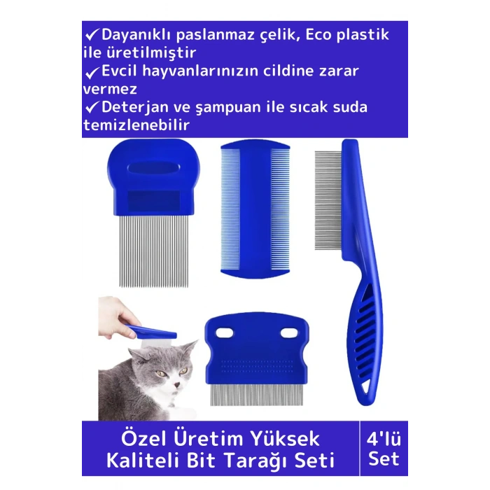 Özel Üretim Yüksek Kaliteli Hassas Koruma Petshop Kedi Köpek Evcil Hayvan 4lü Bit Tarağı Seti
