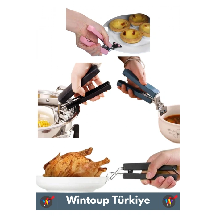 Özel Yüksek Isıya Dayanıklı Asma Kancalı Yanma Önleyici Sıcak Tabak Tepsi Tencere Taşıma Kelepçesi