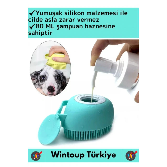 Özel Yumuşak Cilde Zararsız Masaj Etkili Şampuan Hazneli Evcil Hayvan Kedi Köpek Banyo Yıkama Kesesi