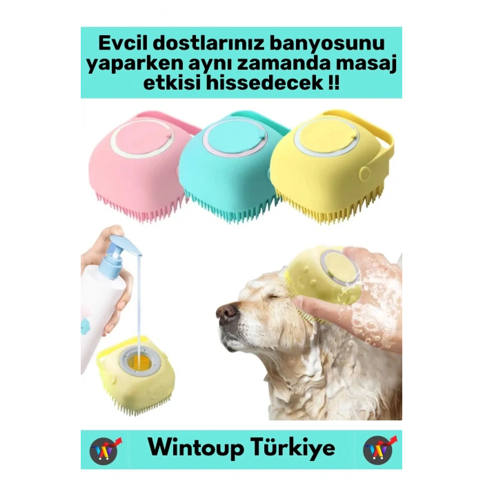 Özel Yumuşak Cilde Zararsız Masaj Etkili Şampuan Hazneli Evcil Hayvan Kedi Köpek Banyo Yıkama Kesesi