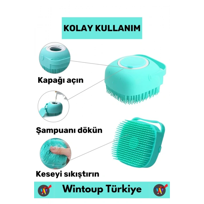 Özel Yumuşak Cilde Zararsız Masaj Etkili Şampuan Hazneli Evcil Hayvan Kedi Köpek Banyo Yıkama Kesesi