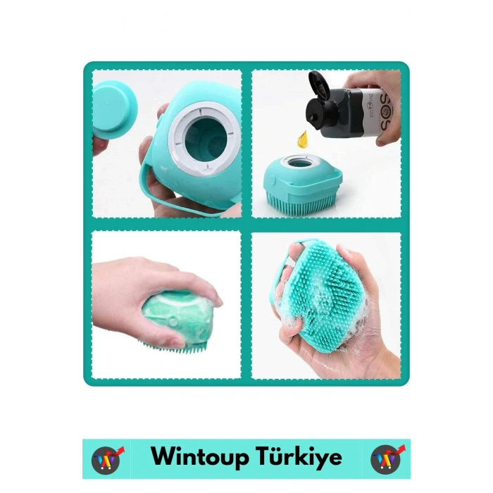 Özel Yumuşak Cilde Zararsız Masaj Etkili Şampuan Hazneli Evcil Hayvan Kedi Köpek Banyo Yıkama Kesesi