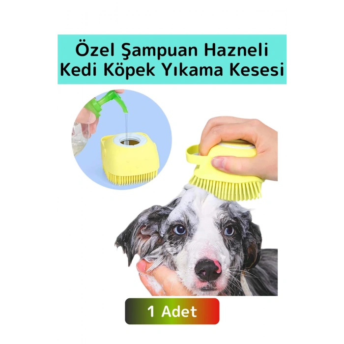 Özel Yumuşak Cilde Zararsız Masaj Etkili Şampuan Hazneli Evcil Hayvan Kedi Köpek Banyo Yıkama Kesesi