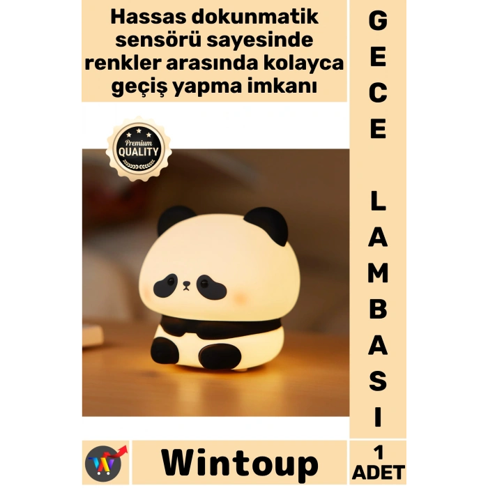 #GeceLambası Bebek Çocuk Odası Led Estetik Panda Şekilli Renk Değiştirebilen Dokunmatik Gece Lambası