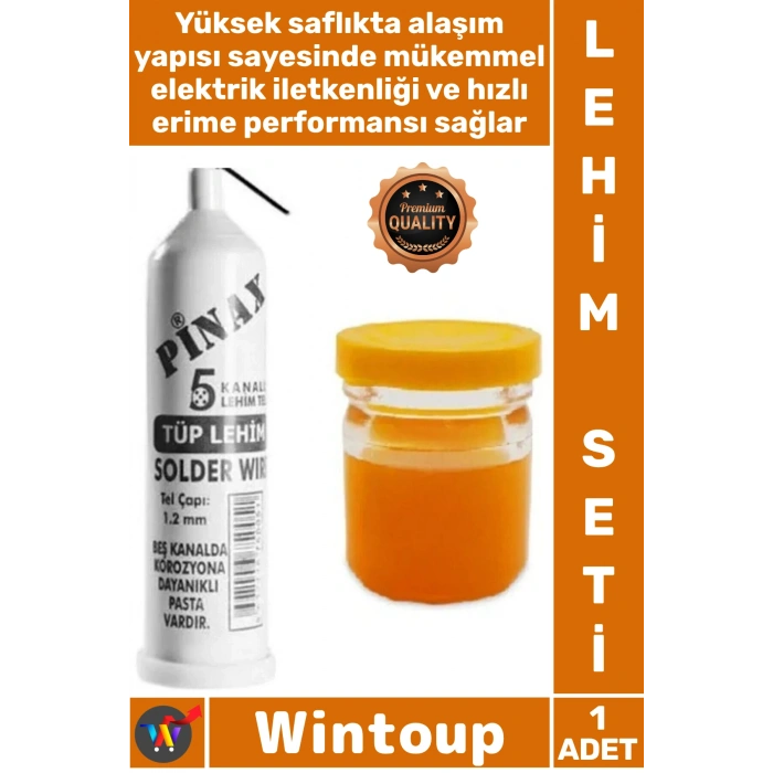 #Lehim Kaliteli Elektronik Tamir Seti Pinax Tüp Lehim Teli 25 Gr 12mm + Lehim Pastası 40 Gr Şık Set