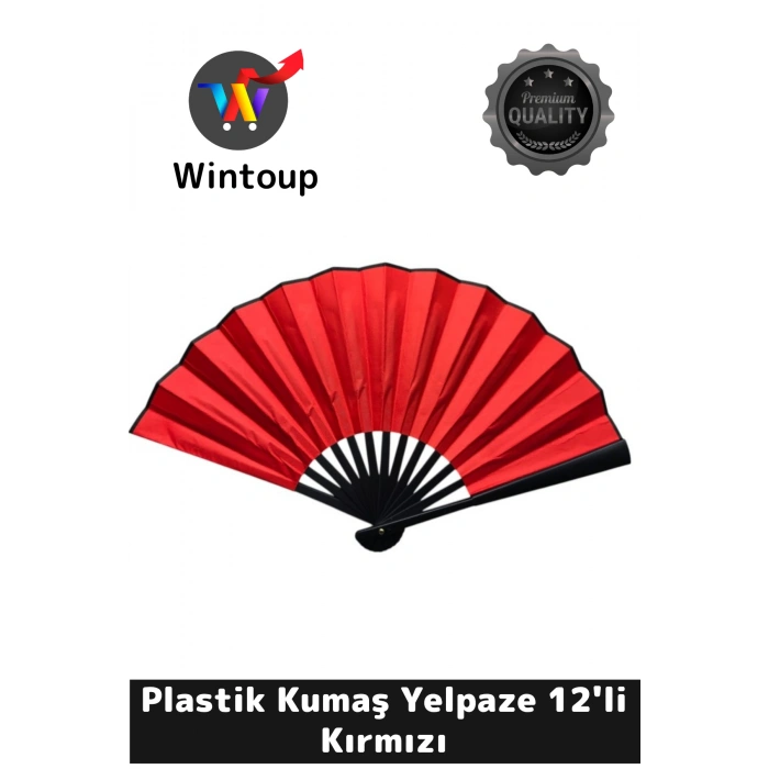 Plastik Kumaş Yelpaze 12li Kırmızı