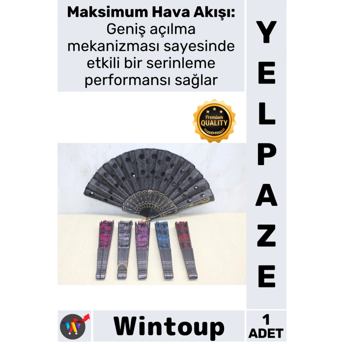 #Yelpaze Şık Tasarım Zarif El Aksesuarı Pullu Parlak Estetik Dayanıklı Plastik Pullu Yelpaze Siyah