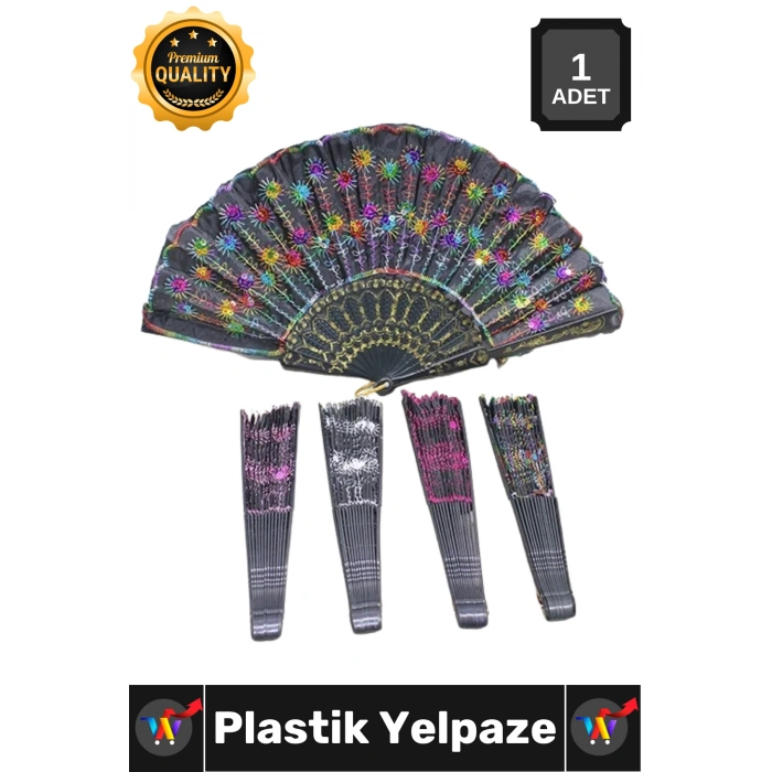 #Yelpaze İp Çiçek İşlemeli Tasarım Zarif Şık El İşçiliği Estetik Katlanabilir Hafif Plastik Yelpaze