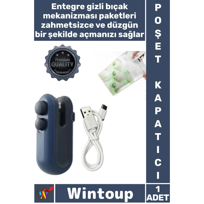 #PoşetKapatıcı Şarj Edilebilir 400 mAh Mutfak Tipi Pratik Taşınabilir Kapatma Mini Poşet Kapatıcı