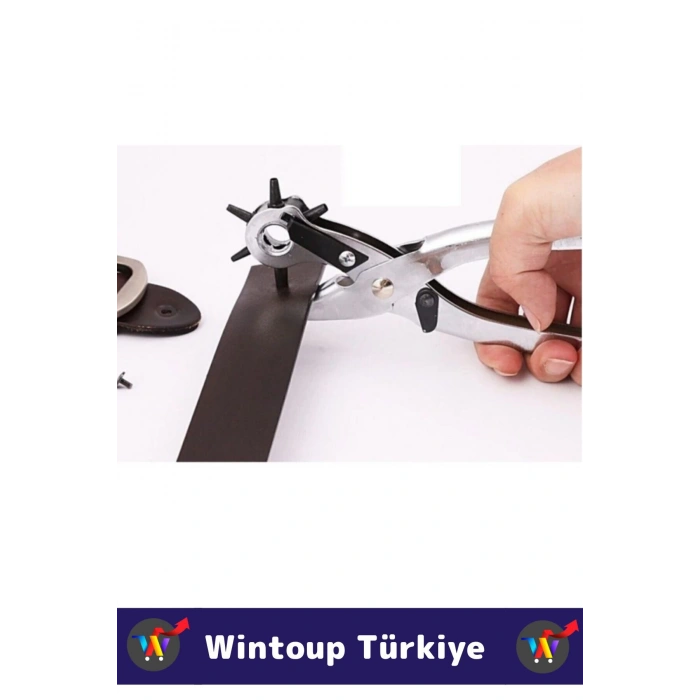 Pratik Delgeç 6 Farklı Başlıklı Döner Kemer Delme Pensesi Perçin Deri Plastik Delici İkili Set