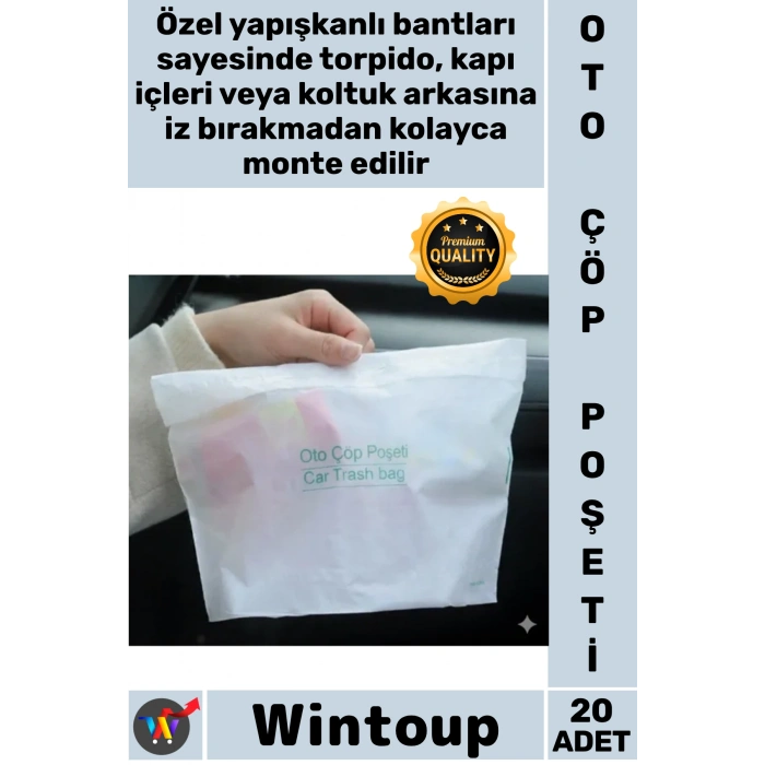 #Poşet Yapışkanlı Sızdırmaz Hijyenik Özel Konforlu Pratik Su Geçirmez Oto Araba Çöp Poşeti 20 Adet