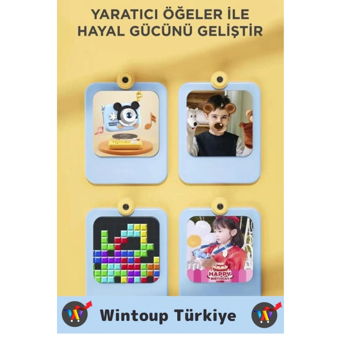 Premium 1080p HD Video Kayıt Ön Arka Çekim Filtre 5 Oyun Mini Çocuk Kamera Dijital Fotoğraf Makinesi