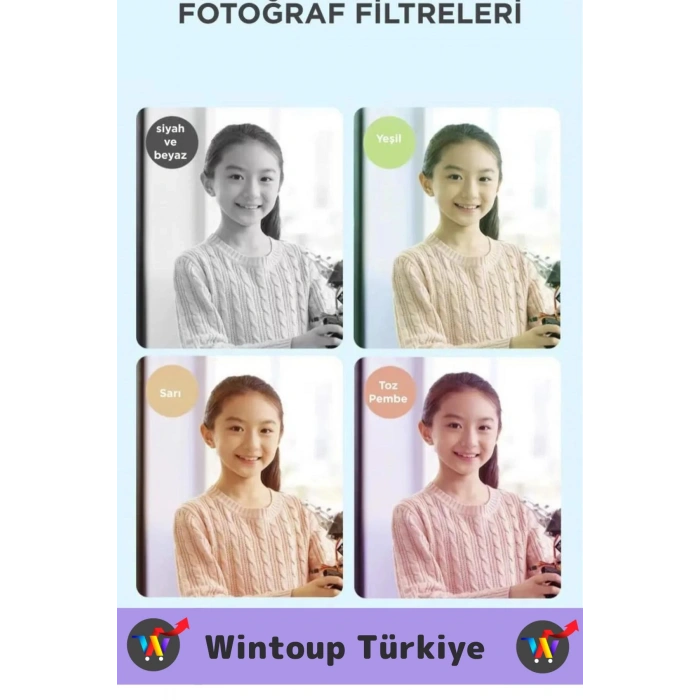 Premium 1080p HD Video Kayıt Ön Arka Çekim Filtre 5 Oyun Mini Çocuk Kamera Dijital Fotoğraf Makinesi