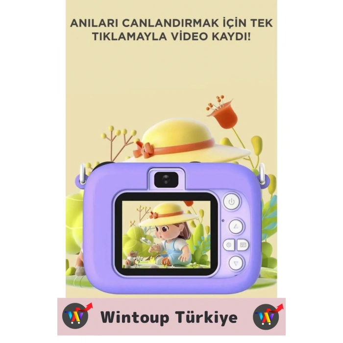 Premium 1080p HD Video Kayıt Ön Arka Çekim Filtre 5 Oyun Mini Çocuk Kamera Dijital Fotoğraf Makinesi