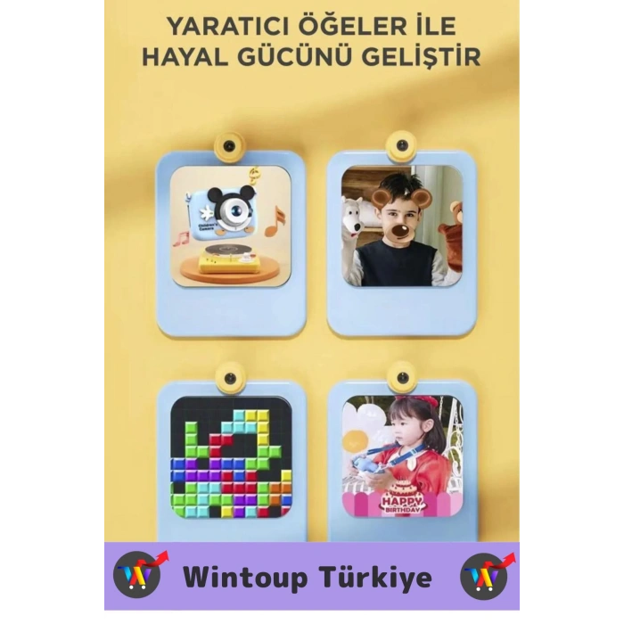 Premium 1080p HD Video Kayıt Ön Arka Çekim Filtre 5 Oyun Mini Çocuk Kamera Dijital Fotoğraf Makinesi