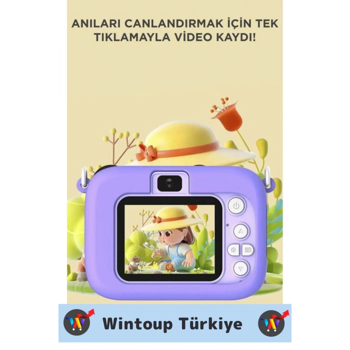 Premium 1080p HD Video Kayıt Ön Arka Çekim Filtre 5 Oyun Mini Çocuk Kamera Dijital Fotoğraf Makinesi