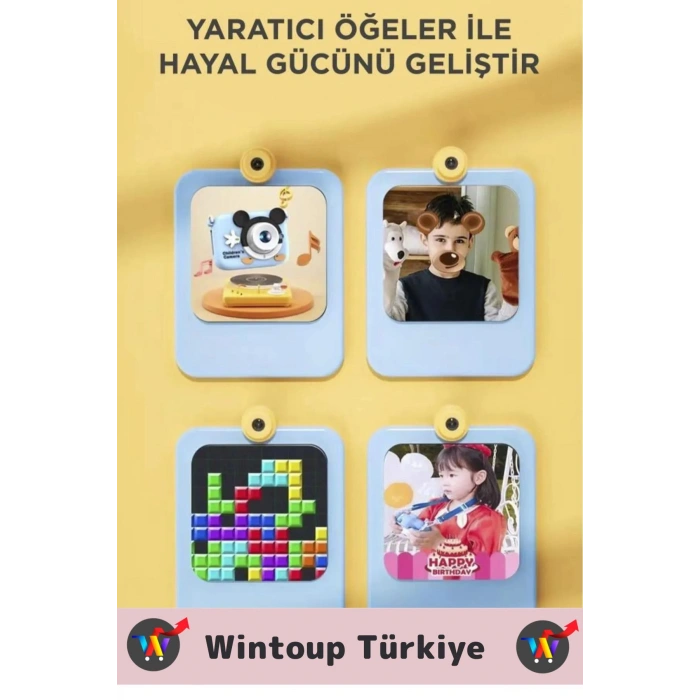 Premium 1080p HD Video Kayıt Ön Arka Çekim Filtre 5 Oyun Mini Çocuk Kamera Dijital Fotoğraf Makinesi