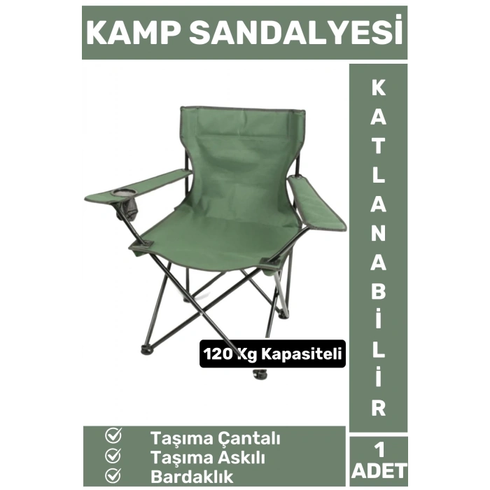Premium 120 Kg Dayanıklı Çantalı Taşıma Askılı Bardaklık Balık Piknik Sahil Outdoor Kamp Sandalyesi