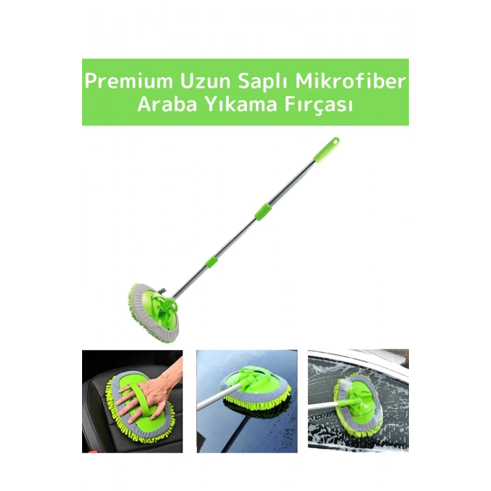 Premium 180 Derece Dönen Su Emici Tak Çıkar Paspaslı Uzun Saplı 2in1 Mikrofiber Araba Yıkama Uyumlu