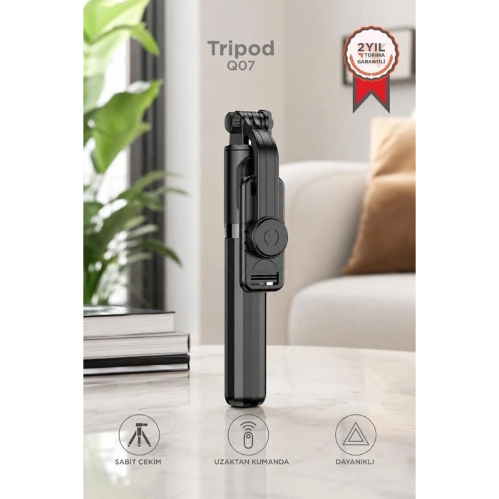 Premium Araç Video Aracı Tripod Q07 Siyah