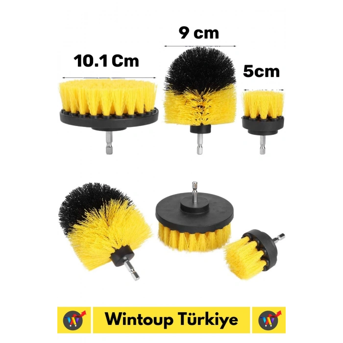 Premium Çok Fonksiyonlu Tüm Matkap Uçlarına Uygun Banyo Araç 3lü Matkap Ucu Temizleme Fırçası Seti